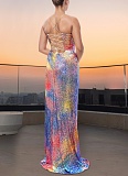 Fashion Women'S Sexy Suspenders Colorful Sequins Slim Hip Dress Wholesale
