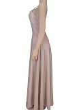 Fashion Women'S Temperament Sexy Suspender Backless Gold-Stamping Dress Wholesale
