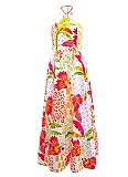 Women's Printed Casual Halter Neck Off Shoulder Resort Dress Wholesale