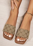Summer Printed Flat Slippers Round Toe Beach Sandals