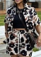 Printed Shirt Elastic Waist Shorts Fashion Casual Two Piece Suit For Women