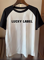Fashionable Casual Summer Raglan Sleeve Letter Print T-Shirt For Women