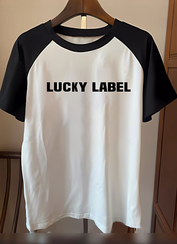 Fashionable Casual Summer Raglan Sleeve Letter Print T-Shirt For Women
