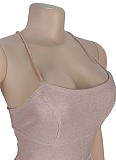 Fashion Women'S Temperament Sexy Suspender Backless Gold-Stamping Dress Wholesale