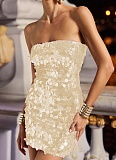 Women'S Sexy Tube Top Backless Sequined Dress