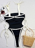 Bikini Contrast Hollow Strap One-Piece Swimsuit