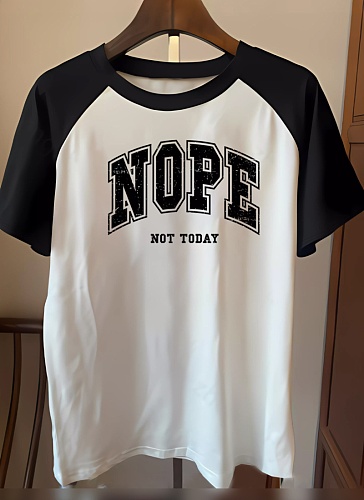 Fashionable Casual Summer Raglan Sleeve Letter Print T-Shirt For Women