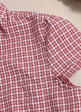 Short-Sleeved Plaid Single-Breasted Shirt For Women