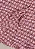 Short-Sleeved Plaid Single-Breasted Shirt For Women