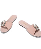 Ladies Summer New Outdoor Flat Rhinestone Slippers And Round Toe Flip Flops