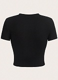 Black Street Print Cropped T-Shirt Wholesale