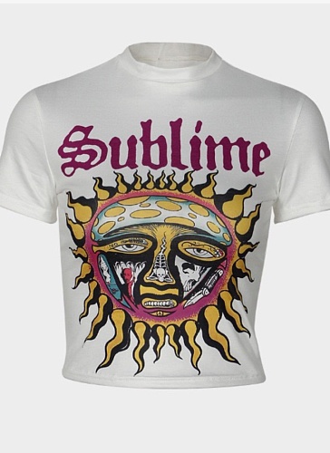 Print Slim Fit Hot Girl Navel Short Sleeve Women'S T-Shirt