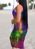 Women'S Casual Printed Sleeveless Suspender Dress
