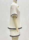 Contrast Color Lapel Short-Sleeved Shirt Casual Shorts Summer Two-Piece Set Wholesale