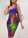 Women'S Casual Printed Sleeveless Suspender Dress