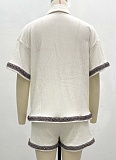Contrast Color Lapel Short-Sleeved Shirt Casual Shorts Summer Two-Piece Set Wholesale
