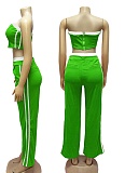 Sexy Tube Top Contrast Color Top Wide Leg Loose Trousers Two Piece Suit For Women