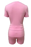 Round Neck Short Sleeve T-Shirt Top Fashionable Slim Shorts Two-Piece Set