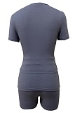 Round Neck Short Sleeve T-Shirt Top Fashionable Slim Shorts Two-Piece Set