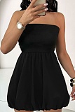 Women'S Black Fashionable Sleeveless Tube Top Slim Sexy Dress