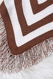 Summer Sleeveless Slim Fit Striped Tassel Hip-Wrapped Knitted Dress For Women