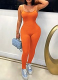 Simple And Comfortable Ribbed Suspender Backless Hip-Lifting Jumpsuit