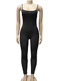 Simple And Comfortable Ribbed Suspender Backless Hip-Lifting Jumpsuit