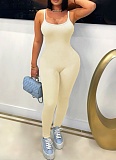 Simple And Comfortable Ribbed Suspender Backless Hip-Lifting Jumpsuit