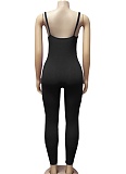 Simple And Comfortable Ribbed Suspender Backless Hip-Lifting Jumpsuit