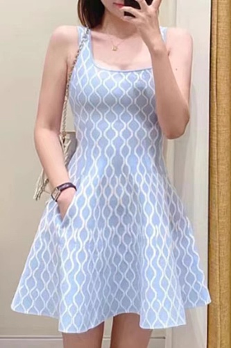 New Style Suspender Water Ripple Waist Slim Fit Knitted Dress