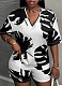 Large Size Fashion Casual Summer V-Neck Short-Sleeved Shorts Two-Piece Suit For Women