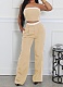 Sexy Tube Top Contrast Color Top Wide Leg Loose Trousers Two Piece Suit For Women