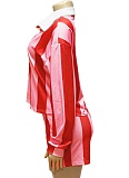 New Fashion Striped Lapel Top High Waist Shorts Two-Piece Suit For Women