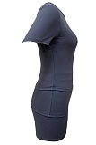 Round Neck Short Sleeve T-Shirt Top Fashionable Slim Shorts Two-Piece Set
