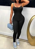 Simple And Comfortable Ribbed Suspender Backless Hip-Lifting Jumpsuit