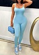 Simple And Comfortable Ribbed Suspender Backless Hip-Lifting Jumpsuit