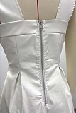 Women'S Solid Color Sexy Stylish Square Neck Tie Jumpsuit