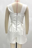 Women'S Solid Color Sexy Stylish Square Neck Tie Jumpsuit