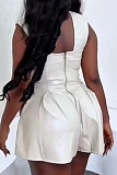 Women'S Solid Color Sexy Stylish Square Neck Tie Jumpsuit
