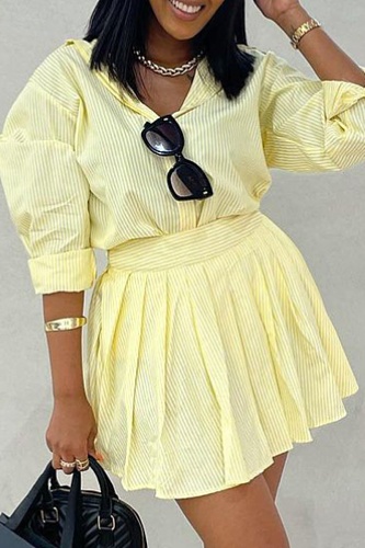 Fashion Casual Long-Sleeved Shirt Pleated Skirt Two-Piece Suit For Women