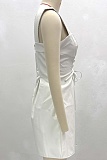 Women'S Solid Color Sexy Stylish Square Neck Tie Jumpsuit