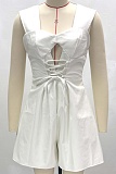 Women'S Solid Color Sexy Stylish Square Neck Tie Jumpsuit