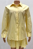 Fashion Casual Long-Sleeved Shirt Pleated Skirt Two-Piece Suit For Women