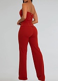 Fashion Women'S Sexy Tube Top Gold Button Vest Wide Leg Trousers Two Piece Suit