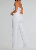 Fashion Women'S Sexy Tube Top Gold Button Vest Wide Leg Trousers Two Piece Suit
