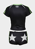 Sports Fashion Slim Fit Letter Print Short-Sleeved Top And Shorts Two-Piece Set