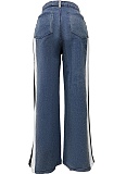 Fashionable Leopard Print Straight Washed Denim Pants