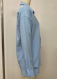 New Solid Color Single-Breasted Long-Sleeved Shirt Drawstring Shorts Two-Piece Set