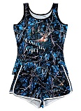 Sexy Tight Printed Vest Shorts Two Piece Suit For Women
