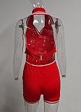 Fashion Sexy Hot Girl Sleeveless Solid Color Backless Halter Neck Jumpsuit Shorts